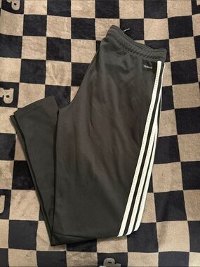 adidas Black Track Pants with White Three-Stripes